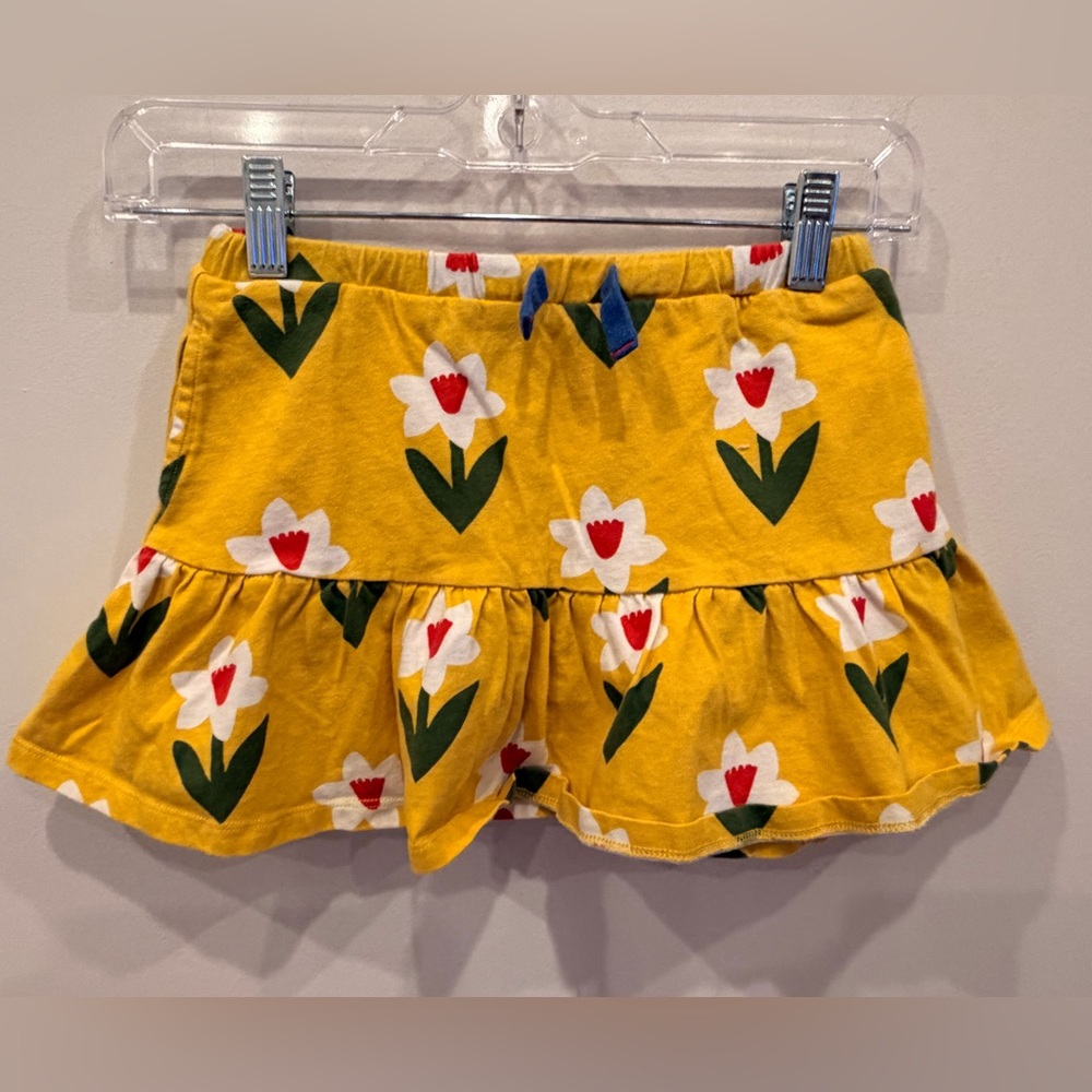 Mini Boden Girls Yellow Floral Skort Size‎ 6–7Y Cotton Pull-On Skirt Shorts